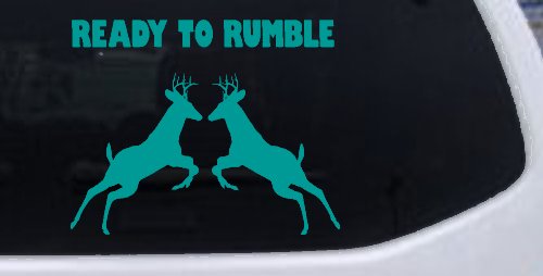 Bucks Fighting Hunting Car or Truck Window Decal Sticker (Turquoise)