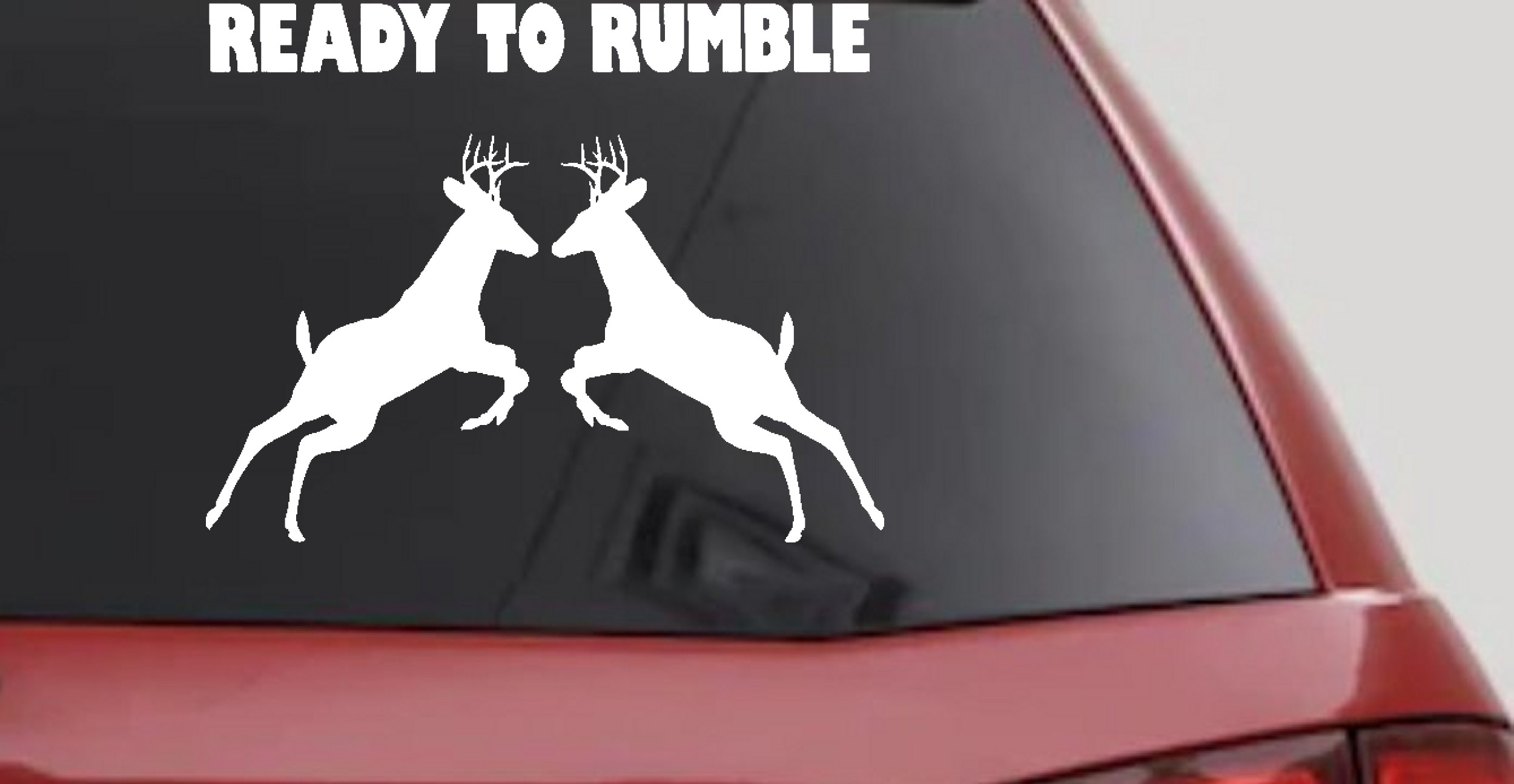Fighting Bucks Hunting Decal - Car Truck Window Vinyl Sticker (White)