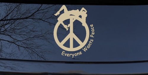 Everyone Wants Peace Car or Truck Window Decal Sticker (Desert Sand)