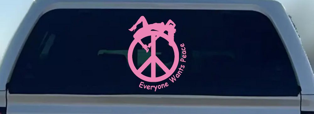 Everyone Wants Peace Car or Truck Window Decal Sticker (Pink)