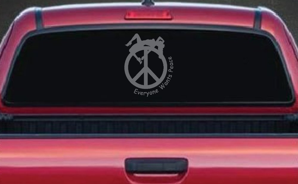 Everyone Wants Peace Car or Truck Window Decal Sticker (Silver)