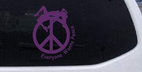 Everyone Wants Peace Car or Truck Window Decal Sticker (Violet)