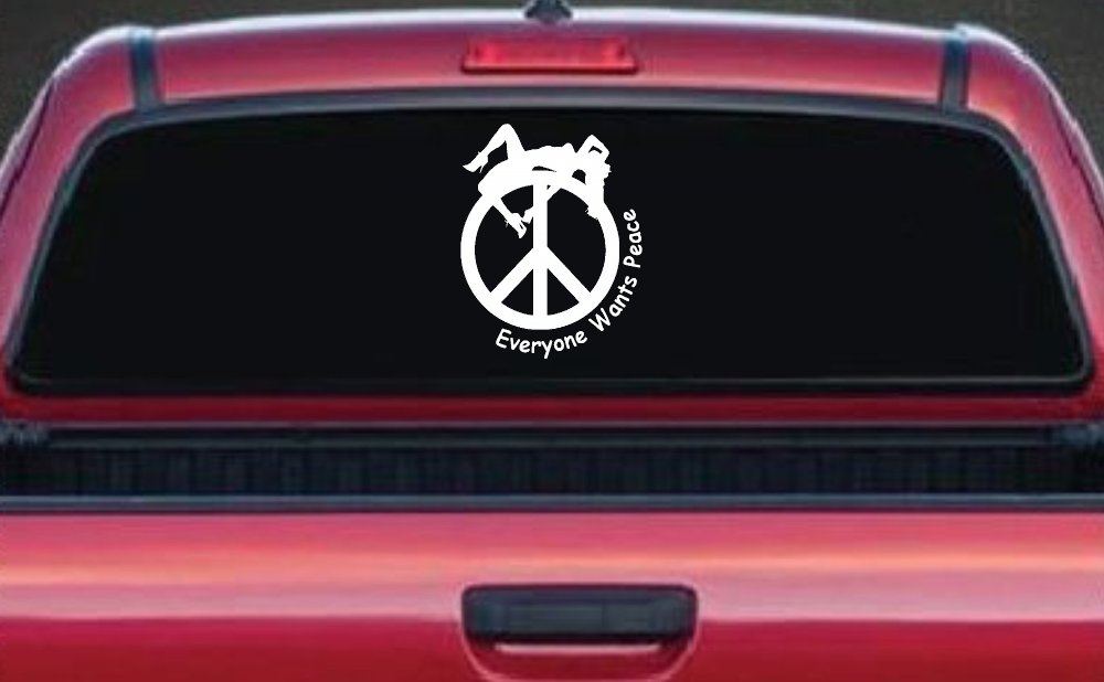 Everyone Wants Peace Car or Truck Window Decal Sticker (White)