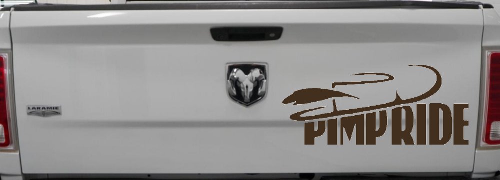 Pimp Ride with Hat Car or Truck Window Decal Sticker (Brown)