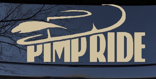 Pimp Ride with Hat Car or Truck Window Decal Sticker (Desert Sand)