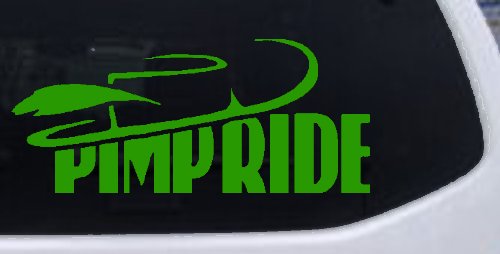 Pimp Ride with Hat Car or Truck Window Decal Sticker (Lime)