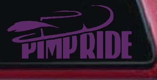 Pimp Ride with Hat Car or Truck Window Decal Sticker (Violet)