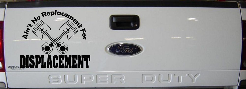 Ain't No Replacement For Displacement Moto Sports Car or Truck Window Decal Sticker (Black)