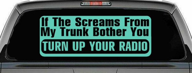 If The Screams From My Trunk Bother you Turn Up Your Radio Funny Car or Truck Window Decal Sticker (Mint)