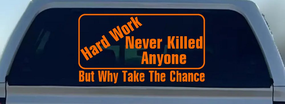 Hard Work Funny Car or Truck Window Decal Sticker (Orange)