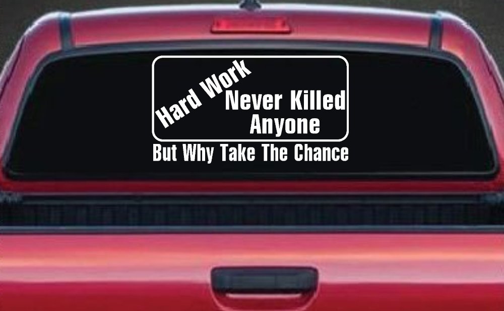Hard Work Funny Car Truck Window Decal Sticker Vinyl Humor Gift (White)