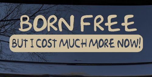 Born Free But I cost Much More Now Funny Car or Truck Window Decal Sticker