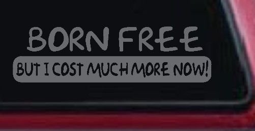 Born Free But I cost Much More Now Funny Car or Truck Window Decal Sticker (Silver)