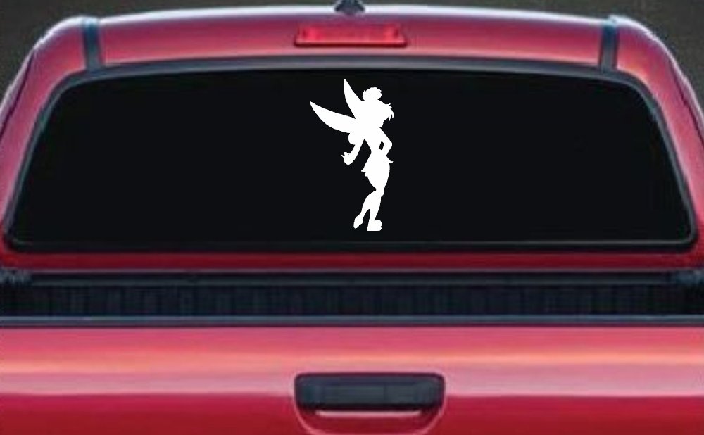 Tinkerbell Tinker Bell Fairy Tale Cartoon Car or Truck Window Decal Sticker (White)