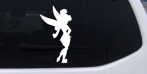 Tinkerbell Tinker Bell Fairy Tale Cartoon Car or Truck Window Decal Sticker (White)