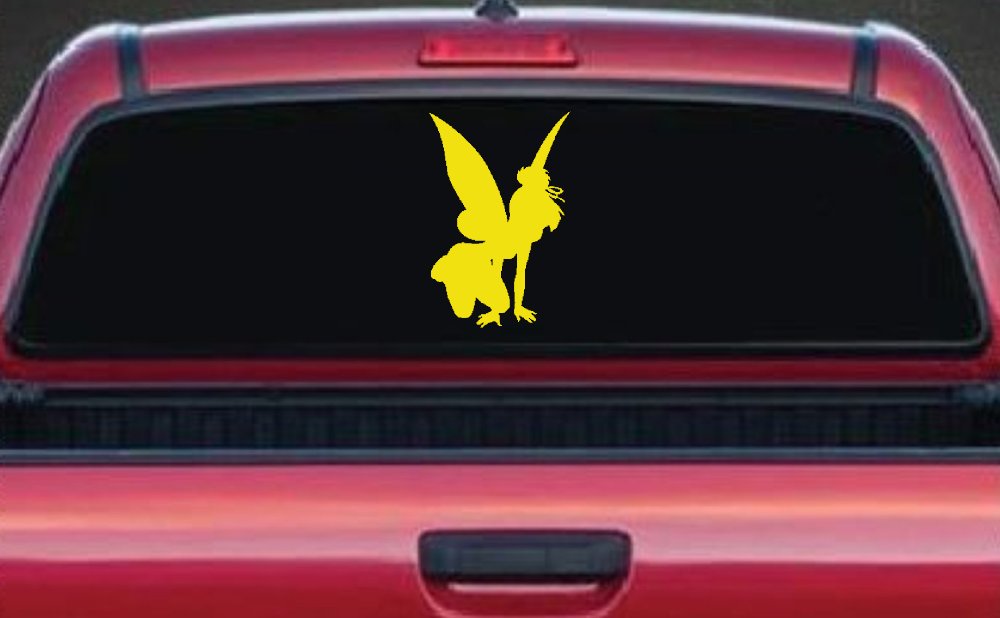 Tinkerbell Tinker Bell Fairy Tale Cartoon Car or Truck Window Decal Sticker (Yellow)