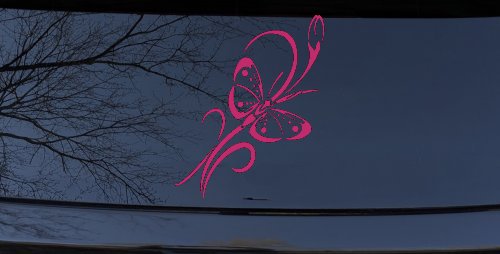 Butterfly with Flower and Swirl Vines Butterflies Car or Truck Window Decal Sticker