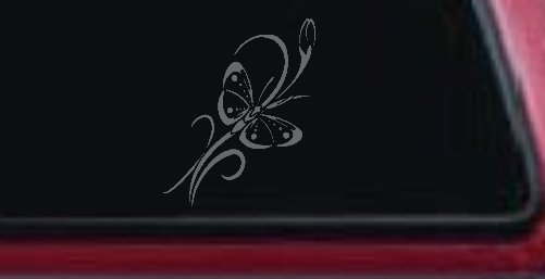 Butterfly with Flower and Swirl Vines Butterflies Car or Truck Window Decal Sticker