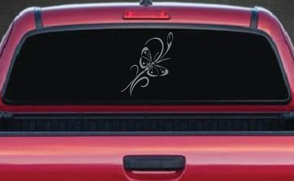Butterfly with Flower and Swirl Vines Butterflies Car or Truck Window Decal Sticker
