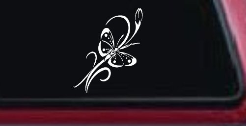 Butterfly with Flower and Swirl Vines Butterflies Car or Truck Window Decal Sticker