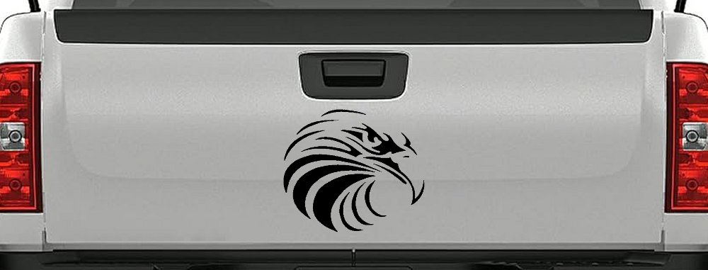 Tribal Eagle Patriotic Car or Truck Window Decal Sticker (Black)