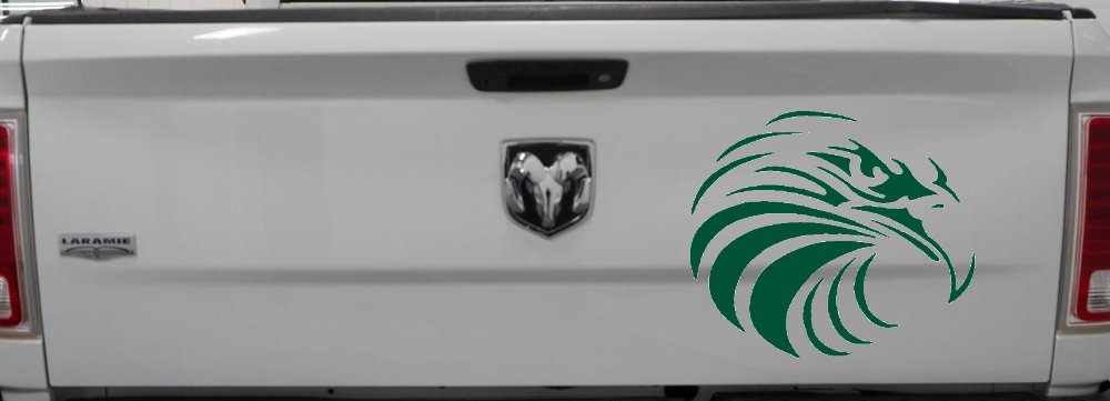 Tribal Eagle Patriotic Car or Truck Window Decal Sticker (Dark Green)