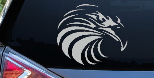 Tribal Eagle Patriotic Car or Truck Window Vinyl Decal Sticker (Light Gray)