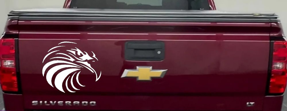 Tribal Eagle Patriotic Car or Truck Window Decal Sticker (White)