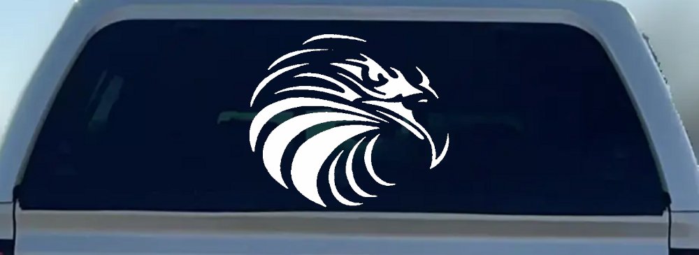 Tribal Eagle Patriotic Car or Truck Window Decal Sticker (White)