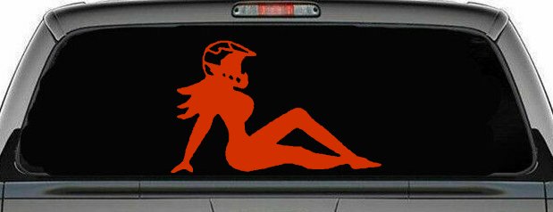 Moto X Mudflap Girl  Car or Truck Window Decal Sticker (Orange Red)
