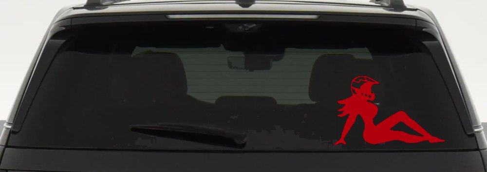 Moto X Mudflap Girl  Car or Truck Window Decal Sticker (Red)