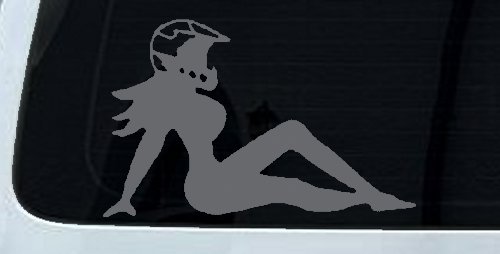 Moto X Mudflap Girl  Car or Truck Window Decal Sticker (Silver)