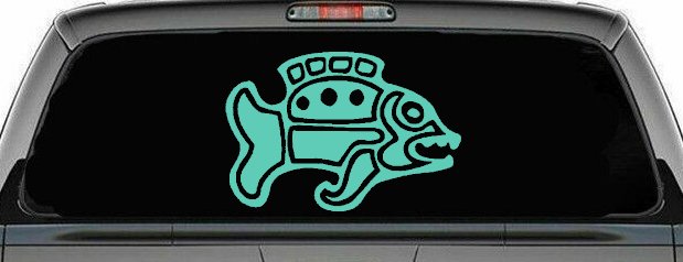 Tribal Fish Animals Car or Truck Window Decal Sticker (Mint)