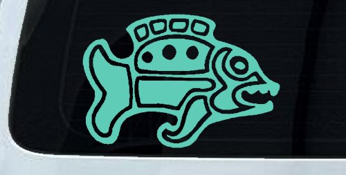 Tribal Fish Animals Car or Truck Window Decal Sticker (Mint)