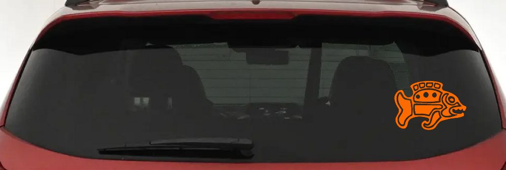 Tribal Fish Animals Car or Truck Window Decal Sticker (Orange)