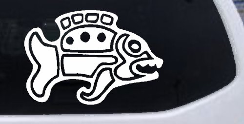 Tribal Fish Animals Car or Truck Window Decal Sticker (White)