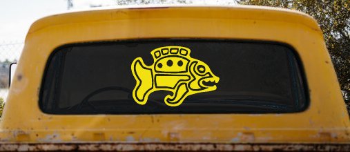 Tribal Fish Animals Car or Truck Window Decal Sticker (Yellow)