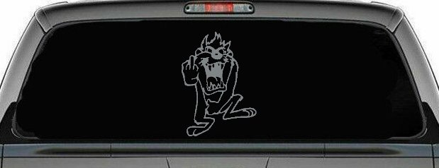 Taz Bird Cartoons Car or Truck Window Decal Sticker (Telegrey)