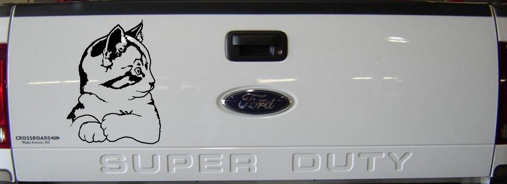 Cute Kitten Cat Decal for Car or Truck Window Sticker Vinyl (Black)