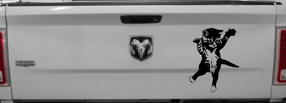 Cat Pounce Animals Car or Truck Window Decal Sticker (Black)
