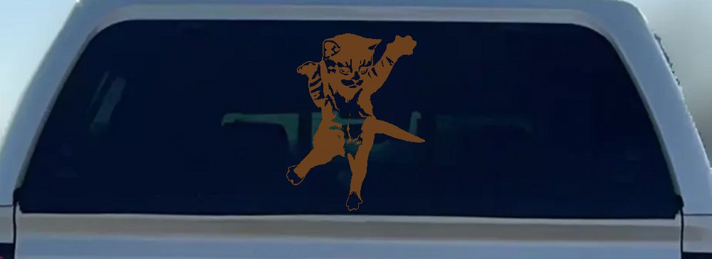 Cat Pounce Animals Car or Truck Window Decal Sticker (Copper)