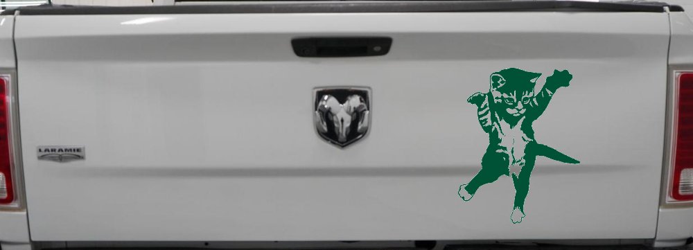Cat Pounce Animals Car or Truck Window Decal Sticker (Dark Green)
