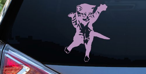 Cat Pounce Animals Car or Truck Window Decal Sticker (Lilac)