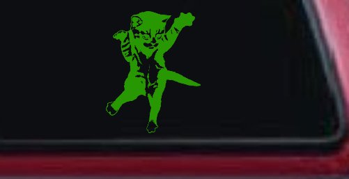 Cat Pounce Animals Car or Truck Window Decal Sticker (Lime)
