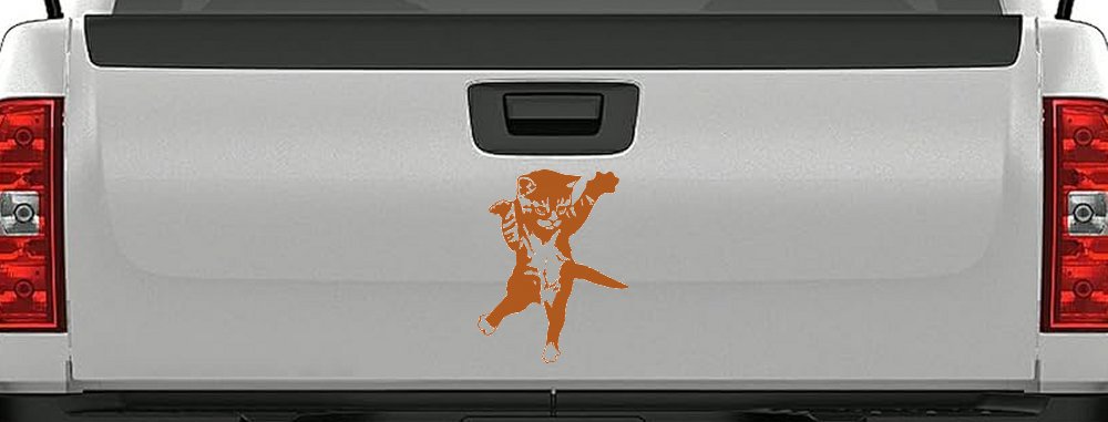Cat Pounce Animals Car or Truck Window Decal Sticker (Nut Brown)