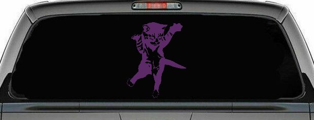 Cat Pounce Animals Car or Truck Window Decal Sticker (Violet)