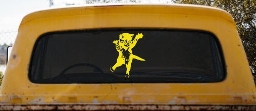 Cat Pounce Animals Car or Truck Window Decal Sticker (Yellow)