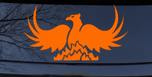 Tribal Phoenix Car or Truck Window Decal Sticker (Orange)