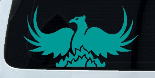 Tribal Phoenix Car or Truck Window Decal Sticker (Turquoise)