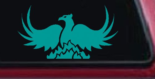 Tribal Phoenix Car or Truck Window Decal Sticker (Turquoise)